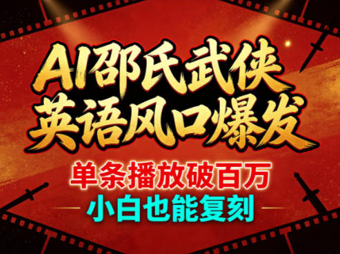 AI邵氏武侠英语风口爆发，单条播放破百万，小白也能复刻-悟思笔记，一个低调的学习营。