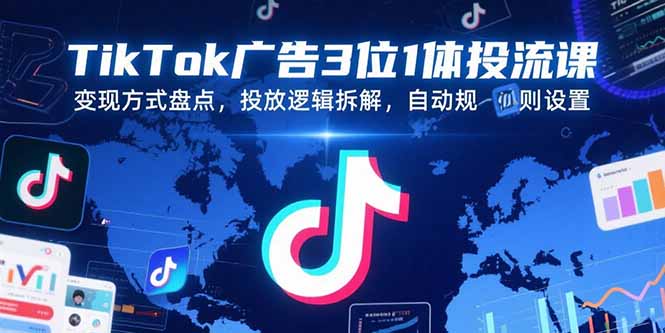 TikTok广告3位1体投流课，变现方式盘点，投放逻辑拆解，自动规则设置-悟思笔记，一个低调的学习营。