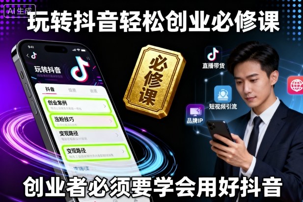 玩转抖音轻松创业必修课，创业者必须要学会用好抖音-悟思笔记，一个低调的学习营。