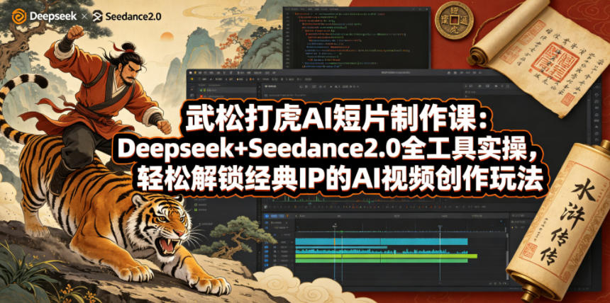 武松打虎AI短片制作课：Deepseek+Seedance2.0全工具实操，轻松解锁经典IP的AI视频创作玩法-悟思笔记，一个低调的学习营。