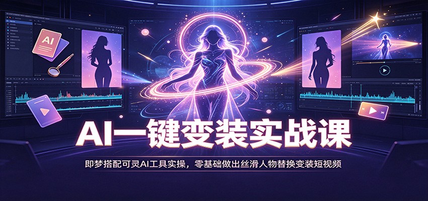 AI一键变装实战课：即梦搭配可灵AI工具实操，零基础做出丝滑人物替换变装短视频-悟思笔记，一个低调的学习营。