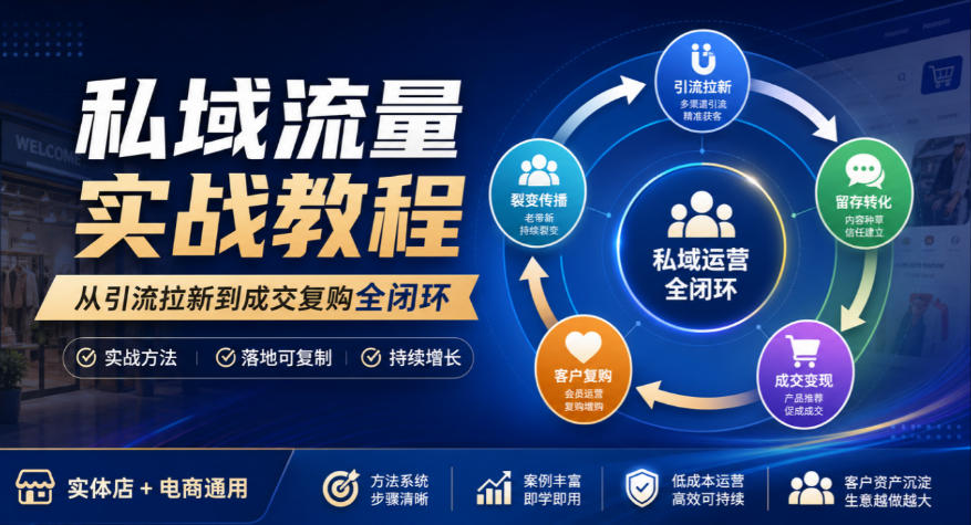 私域流量实战教程，从引流拉新到成交复购全闭环，实体店电商通用-悟思笔记，一个低调的学习营。