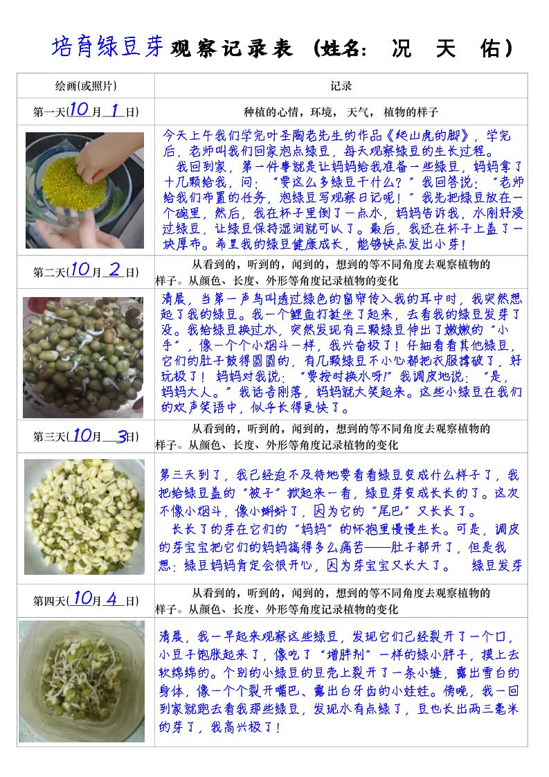 四上语文习作三：培育绿豆芽观察日记2《写观察日记》4页-悟思笔记，一个低调的学习营。