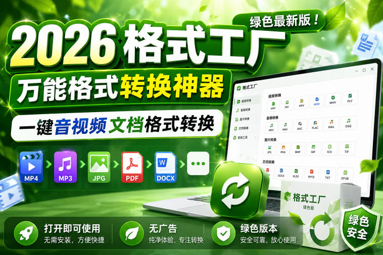 2026格式工厂绿色最新版！万能格式转换神器，一键音视频文档格式转换，打开即可使用，无广告绿色版本-悟思笔记，一个低调的学习营。