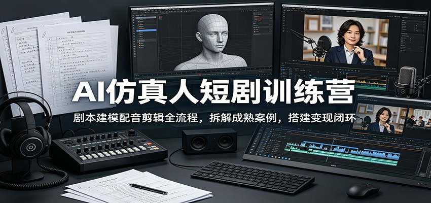 AI仿真人短剧训练营：剧本建模配音剪辑全流程，拆解成熟案例，搭建变现闭环-悟思笔记，一个低调的学习营。