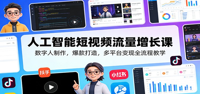 人工智能短视频流量增长课：数字人制作，爆款打造，多平台变现全流程教学-悟思笔记，一个低调的学习营。