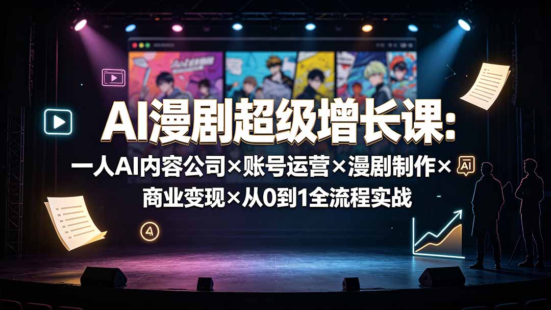 AI漫剧超级增长课：一人AI内容公司×账号运营×漫剧制作×商业变现×从0到1全流程实战-悟思笔记，一个低调的学习营。