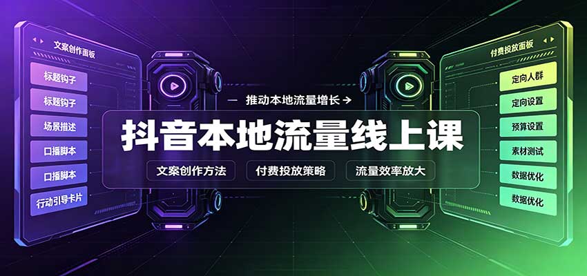 抖音本地流量线上课：账号搭建拍摄剪辑，文案创作与付费投放教学-悟思笔记，一个低调的学习营。