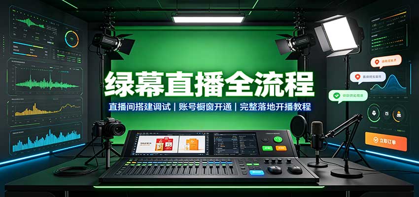 绿幕直播全流程：直播间搭建调试，账号橱窗开通，完整落地开播教程-悟思笔记，一个低调的学习营。