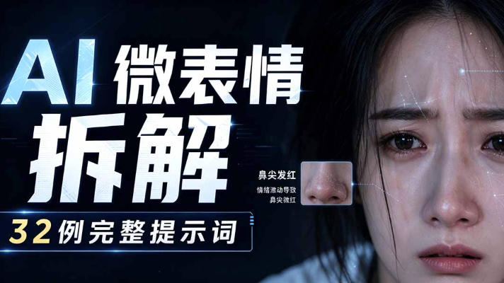 AI微表情拆解提示词合集，精准调控AI角色表情，可直接复用，0基础也能调出影视级表情变化-悟思笔记，一个低调的学习营。