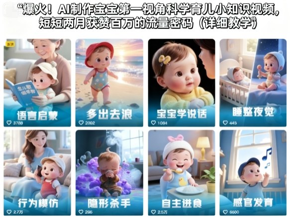 爆火！AI制作宝宝第一视角科学育儿小知识视频，短短两月获赞百万的流量密码(详细教学)-悟思笔记，一个低调的学习营。