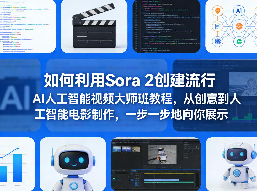 如何利用Sora 2创建流行AI人工智能视频大师班教程，从创意到人工智能电影制作，一步一步地向你展示-悟思笔记，一个低调的学习营。