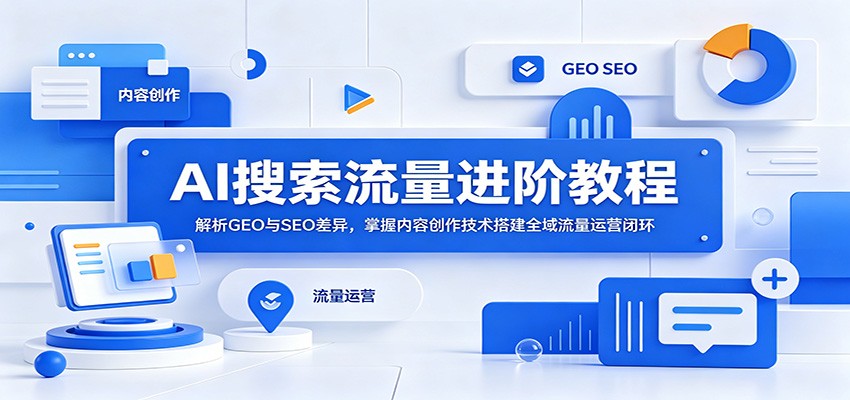 AI搜索流量进阶教程：解析GEO与SEO差异，掌握内容创作技术搭建全域流量运营闭环-悟思笔记，一个低调的学习营。