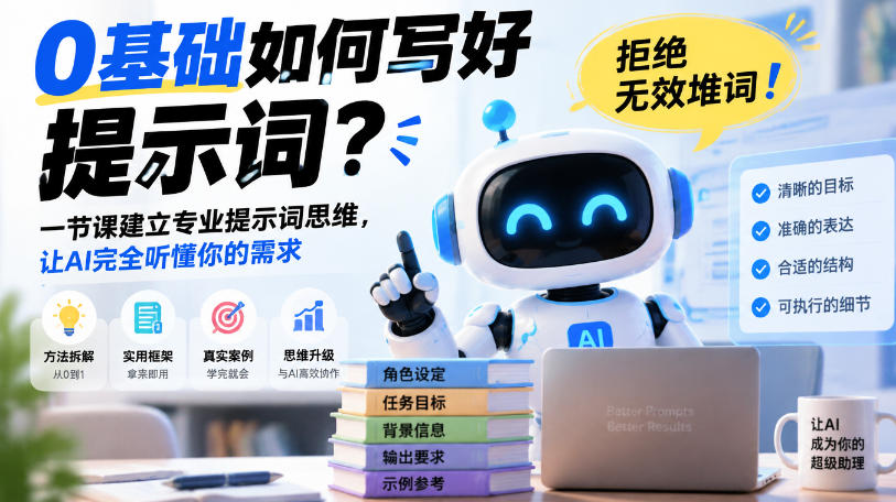 0基础如何写好提示词，拒绝无效堆词！一节课建立专业提示词思维，让AI完全听懂你的需求-悟思笔记，一个低调的学习营。