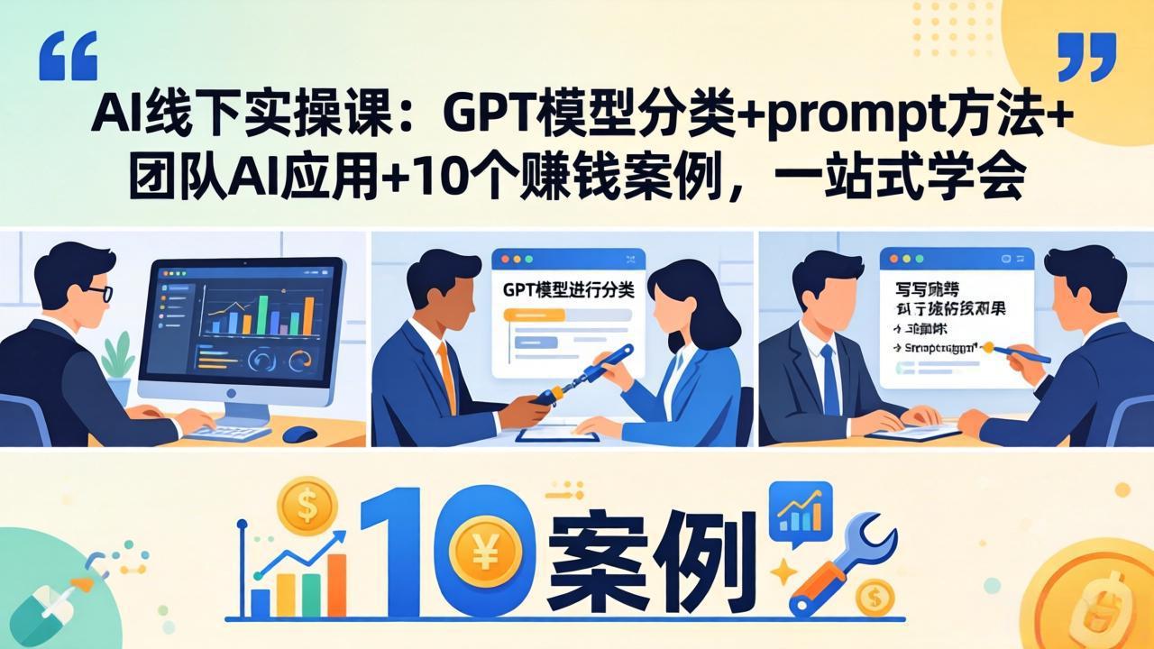 AI线下实操课：GPT模型分类+prompt方法+团队AI应用+10个赚钱案例，一站式学会-悟思笔记，一个低调的学习营。