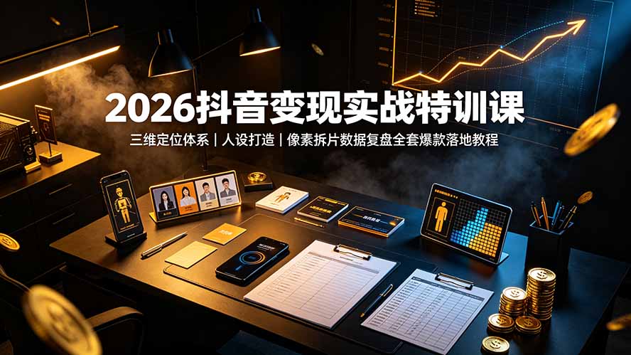2026抖音变现实战特训课：三维定位体系｜人设打造｜像素拆片数据复盘全套爆款落地教程-悟思笔记，一个低调的学习营。