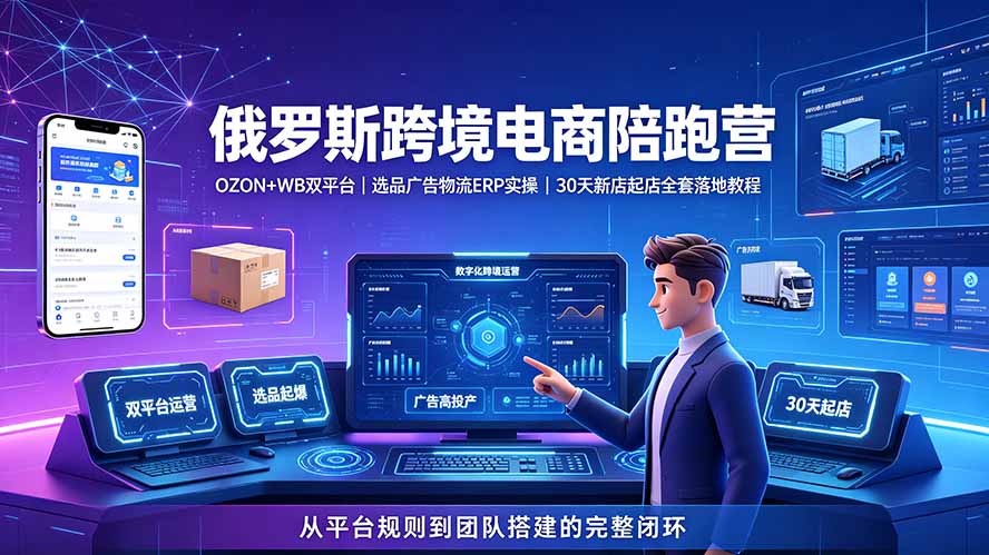 2026俄罗斯跨境电商陪跑营：OZON+WB双平台｜选品广告物流ERP实操｜30天新店起店全套落地教程-悟思笔记，一个低调的学习营。