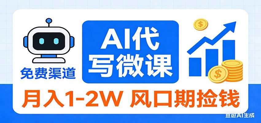 2026告别打工！AI 代写微课，提供免费渠道，月入 1-2W 风口期捡钱-悟思笔记，一个低调的学习营。