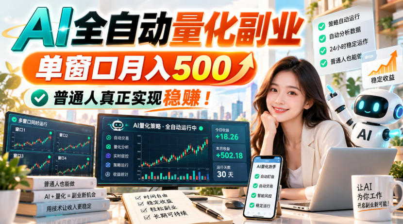 AI全自动量化副业，单窗口月入500，普通人真正实现稳賺！【揭秘】-悟思笔记，一个低调的学习营。