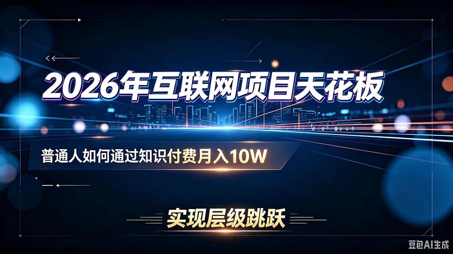 2026年互联网项目天花板：普通人如何通过知识付费月入10W，实现层级跳跃-悟思笔记，一个低调的学习营。