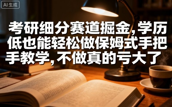 考研细分赛道掘金，日入1k+，学历低也能轻松做保姆式手把手教学，不做真的亏大了【揭秘】-悟思笔记，一个低调的学习营。