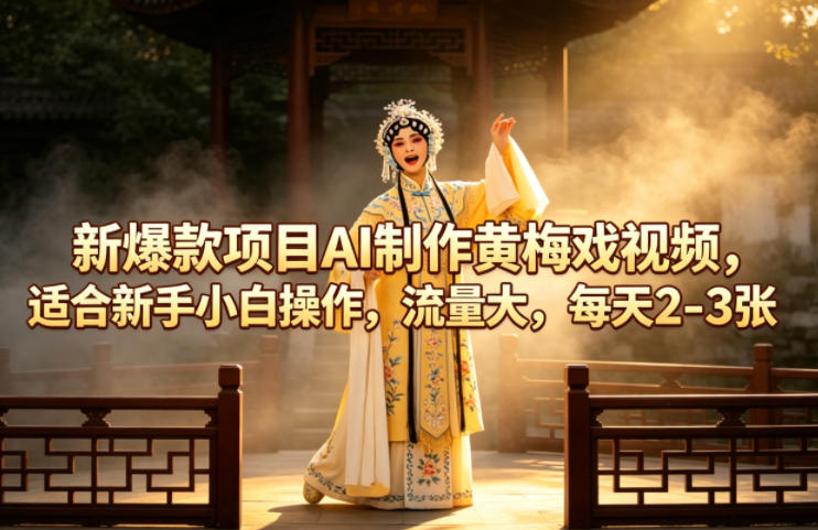 新爆款项目AI制作黄梅戏视频，适合新手小白操作，流量大，每天2-3张-悟思笔记，一个低调的学习营。