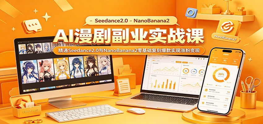 AI漫剧副业实战课：精通Seedance2.0与NanoBanana2零基础复刻爆款实现涨粉变现-悟思笔记，一个低调的学习营。