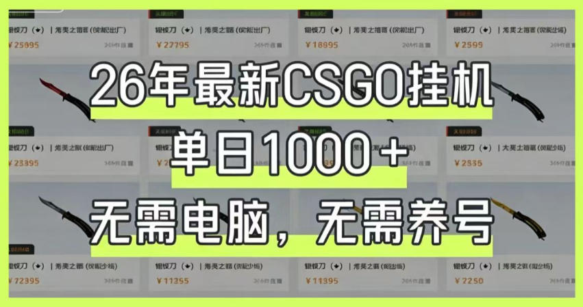 26年最新CSGO挂G系统，单日1000+，无需电脑，无需养号，0基础可上手【揭秘】-悟思笔记，一个低调的学习营。