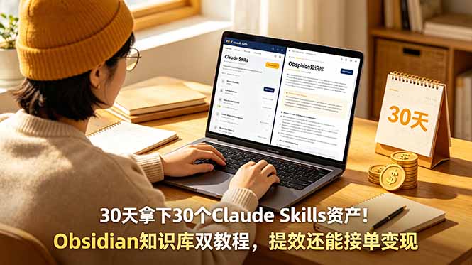 30天拿下30个Claude Skills资产！Obsidian知识库双教程，提效还能接单变现-悟思笔记，一个低调的学习营。