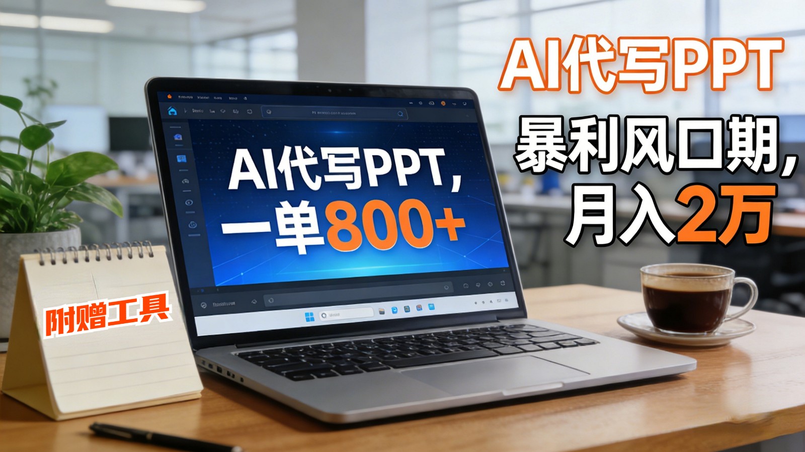 AI 代写做 PPT！一单狂赚 800+，风口期月入 2 万(工具 + 提示词直接送)-悟思笔记，一个低调的学习营。