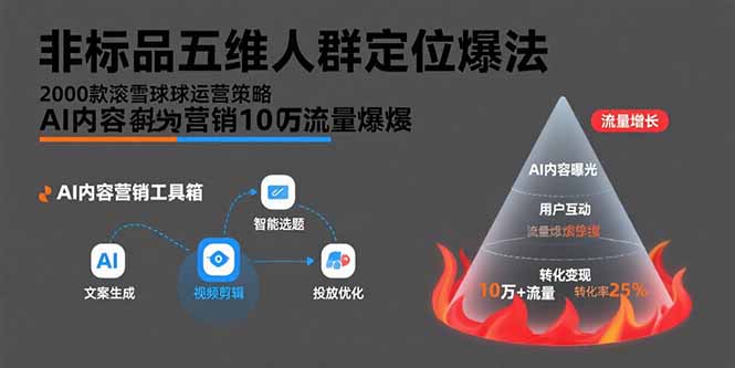 非标品五维人群定位法，2000款滚雪球运营策略，AI内容营销10万流量引爆-悟思笔记，一个低调的学习营。
