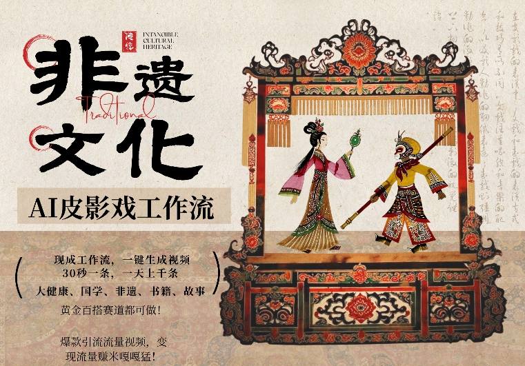 AI一键生成民俗文化非遗皮影戏视频，一刀不剪无需剪辑，30S一条，一天上百条，流量财富嘎嘎猛-悟思笔记，一个低调的学习营。