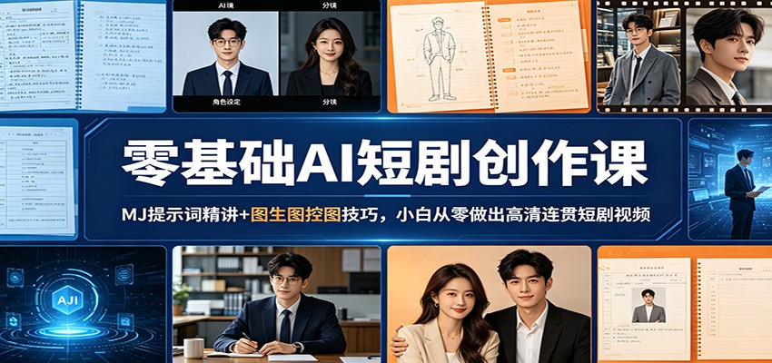 零基础AI短剧创作课：MJ提示词精讲+图生图控图技巧，小白从零做出高清连贯短剧视频-悟思笔记，一个低调的学习营。