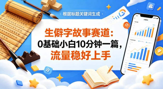 公众号流量主——生僻字故事赛道，流量稳，好上手，0基础小白也能10分钟一篇-悟思笔记，一个低调的学习营。