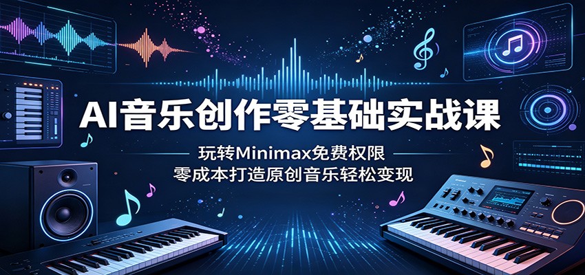 AI音乐创作零基础实战课：玩转Minimax免费权限，零成本打造原创音乐轻松变现-悟思笔记，一个低调的学习营。