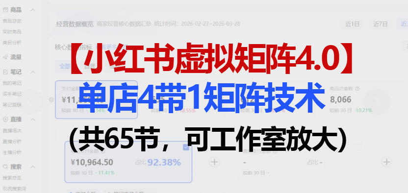小红书虚拟矩阵4.0技术：单店4带1矩阵(共65节，可工作室放大)-悟思笔记，一个低调的学习营。