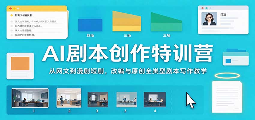 AI剧本创作特训营：从网文到漫剧短剧，改编与原创全类型剧本写作教学-悟思笔记，一个低调的学习营。
