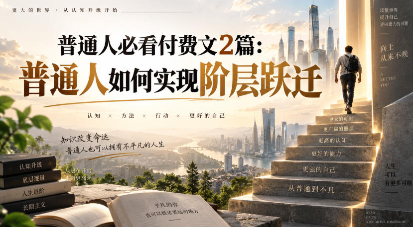 普通人必看付费文2篇：普通人如何实现阶层跃迁-悟思笔记，一个低调的学习营。