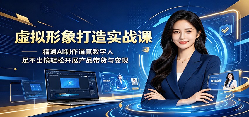 虚拟形象打造实战课：精通AI制作逼真数字人，足不出镜轻松开展产品带货与变现-悟思笔记，一个低调的学习营。