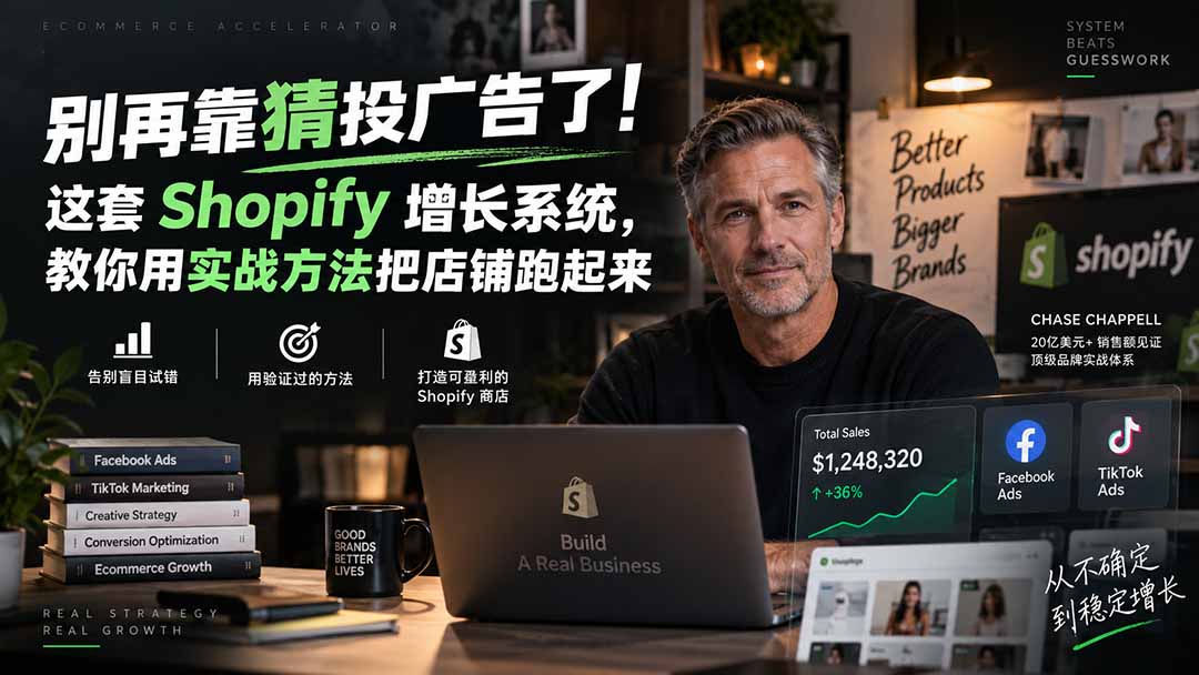 别再靠猜投广告了！这套 Shopify 增长系统，教你用实战方法把店铺跑起来【原创双语字幕】-悟思笔记，一个低调的学习营。
