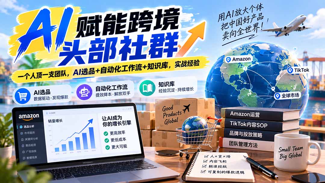 AI赋能跨境头部社群-更新9月：一个人顶一支团队，AI选品+自动化工作流+知识库，实战经验-悟思笔记，一个低调的学习营。