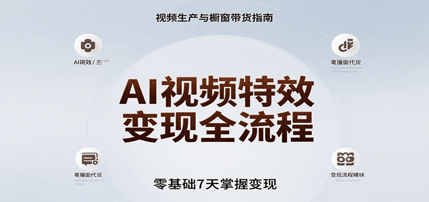 AI视频特效变现全流程，零基础7天掌握视频生产到橱窗带货变现-悟思笔记，一个低调的学习营。