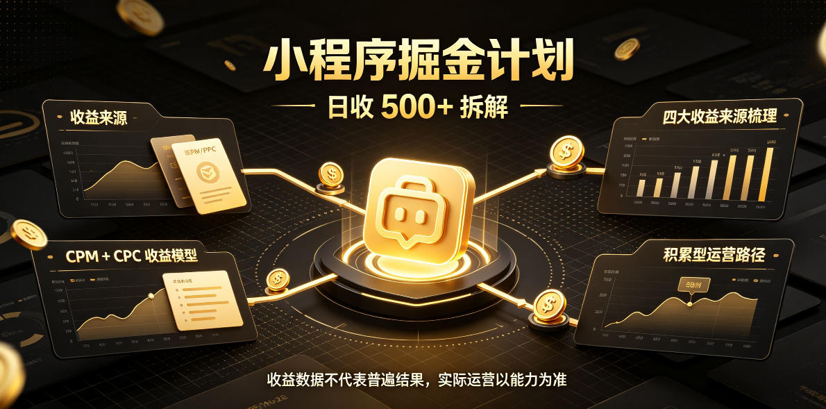 小程序推广计划，日收500+，腾讯官方打款，客户留存率高，收益长期稳定【揭秘】-悟思笔记，一个低调的学习营。