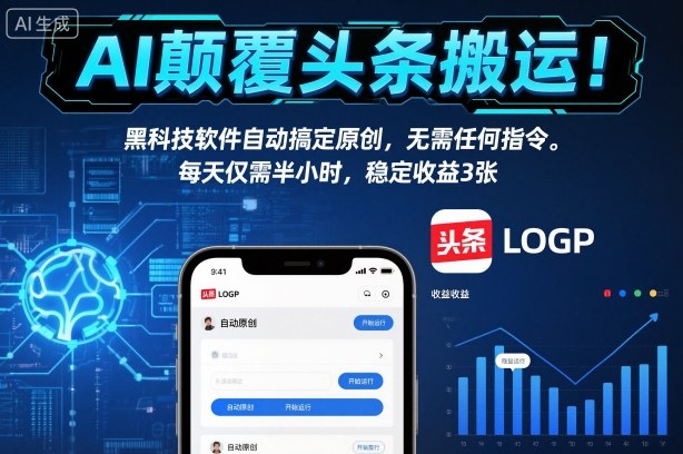 AI颠覆头条搬运！黑科技软件自动搞定原创，无需任何指令。每天仅需半小时，稳定收益3张【揭秘】-悟思笔记，一个低调的学习营。