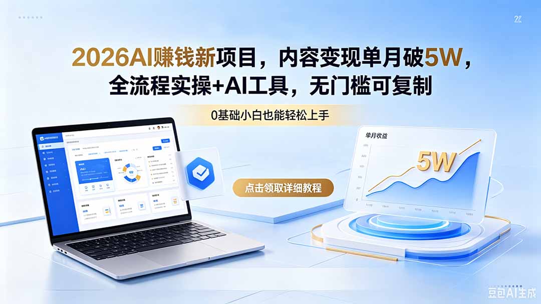 2026AI赚钱新项目，内容变现单月破5W，全流程实操+AI工具，无门槛可复制-悟思笔记，一个低调的学习营。