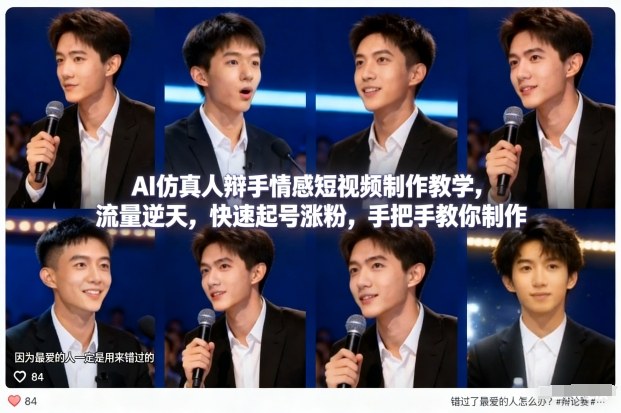 AI仿真人辩手情感短视频制作教学，流量逆天，快速起号涨粉，手把手教你制作-悟思笔记，一个低调的学习营。