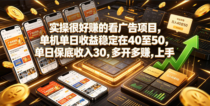 实操很好賺的看广告项目，单机单日收益稳定在40至50，单日保底收入30，多开多賺，上手就能变现【揭秘】-悟思笔记，一个低调的学习营。
