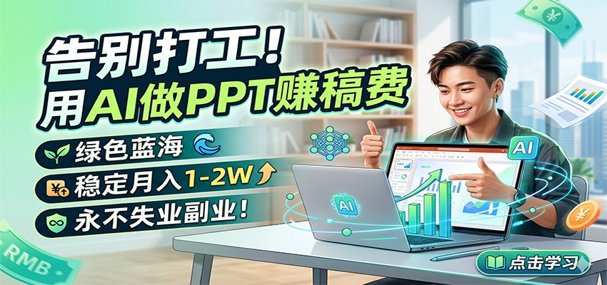 告别打工！用AI做PPT赚稿费，绿色蓝海，稳定月入1-2W，永不失业副业！-悟思笔记，一个低调的学习营。