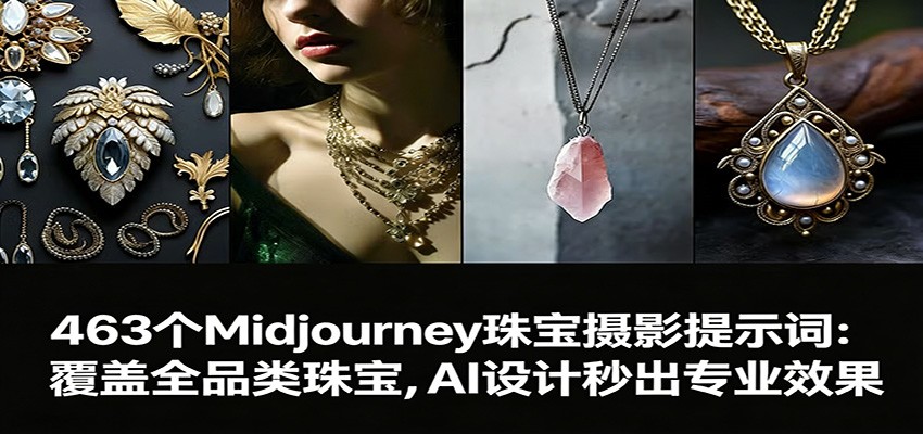 463个Midjourney珠宝摄影提示词：覆盖全品类珠宝，AI设计秒出专业效果-悟思笔记，一个低调的学习营。