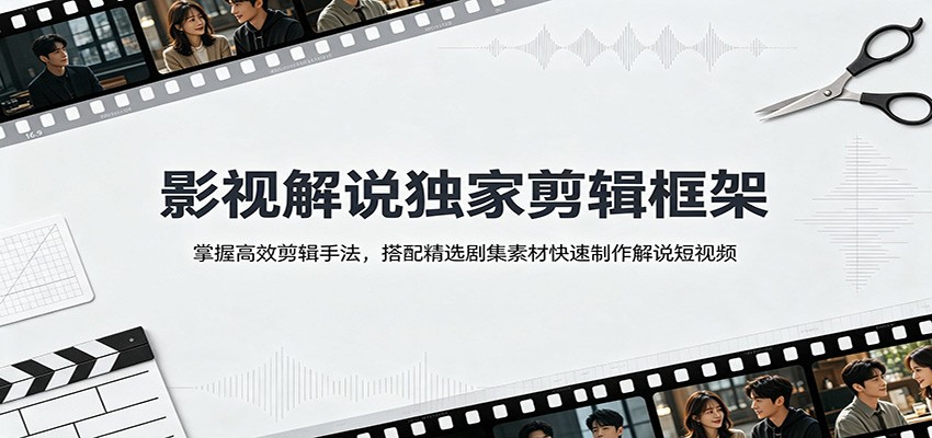 影视解说独家剪辑框架：掌握高效剪辑手法，搭配精选剧集素材快速制作解说短视频-悟思笔记，一个低调的学习营。